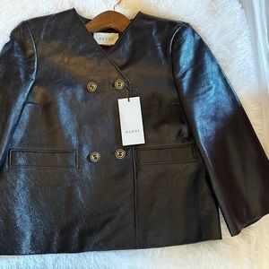 Gucci Black Leather Jacket Brand New w. Tags Authentic See pics for measurements